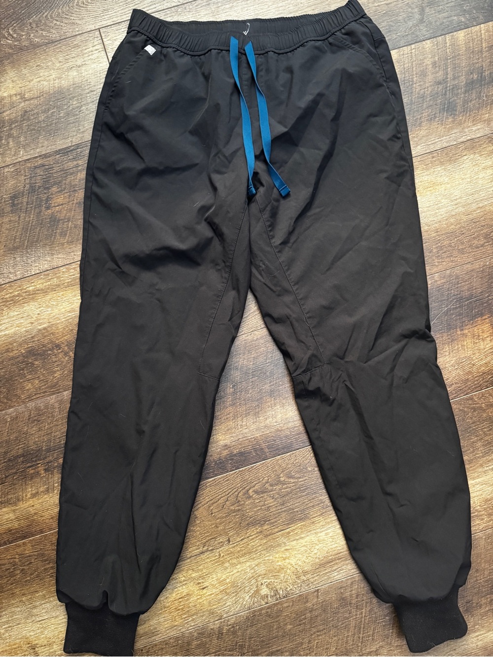 Men's Figs Black Jogger Pants with Blue Drawstring